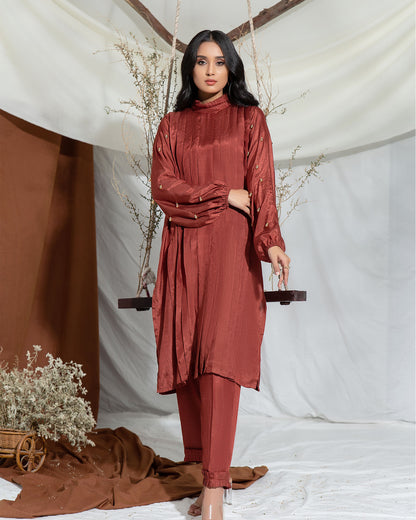 Brown pleated suit - 2pc