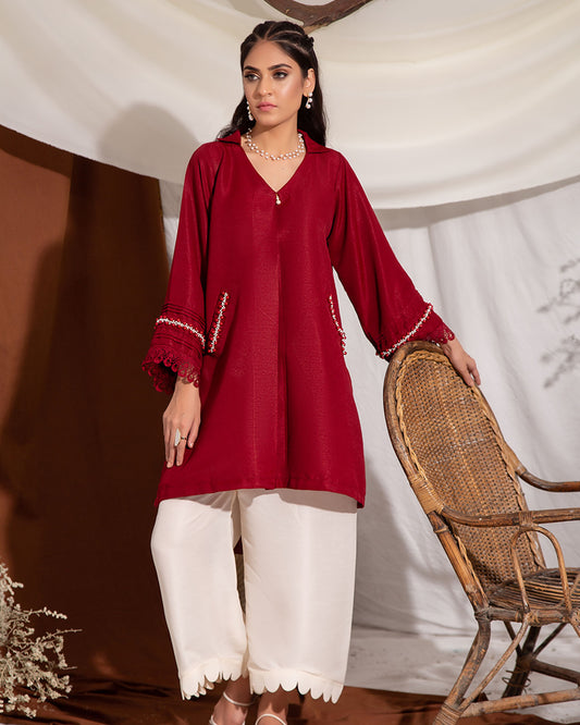 Maroon kurta - 1pc