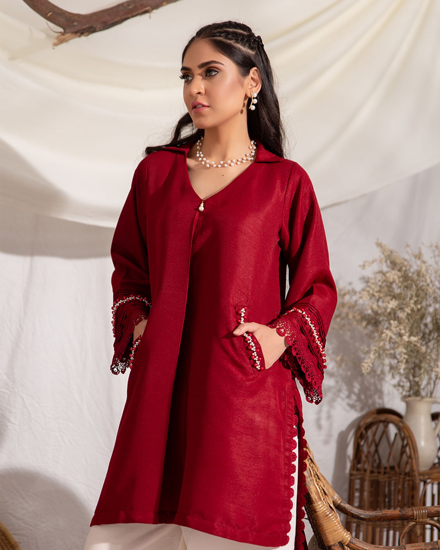 Maroon kurta - 1pc