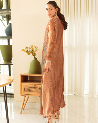 Caramel Pleated Dress