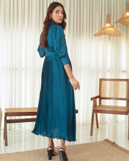 Azure Pleated Dress